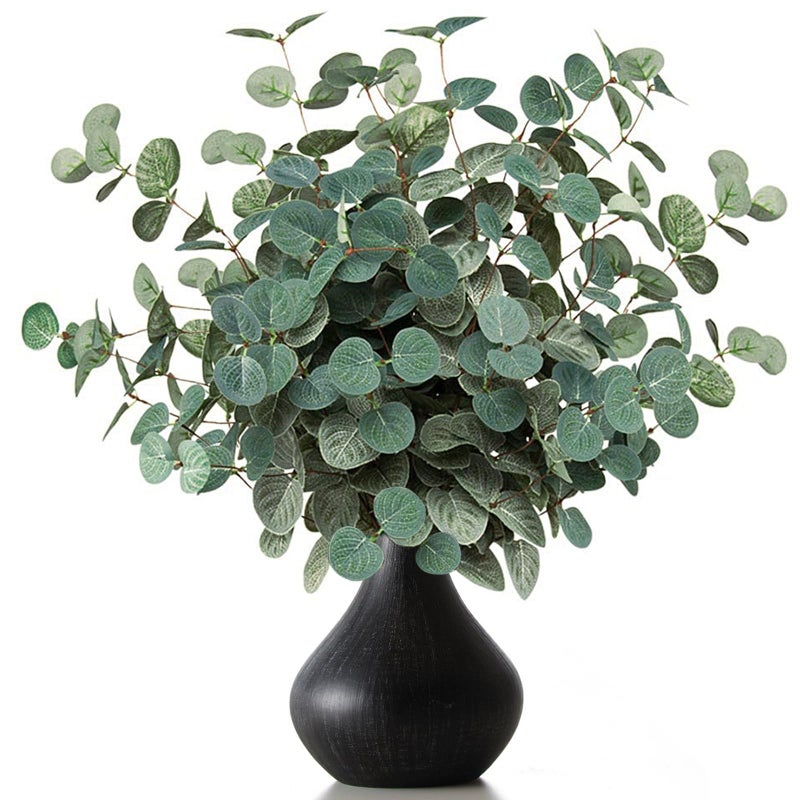 TOPHOUSE 6pcs Artificial Eucalyptus Leaves Stems Bulk 24.8 Silver Dollar Eucalyptus Artificial Greenery Silk Eucalyptus Plant for Home Wedding Farmhouse Decoration